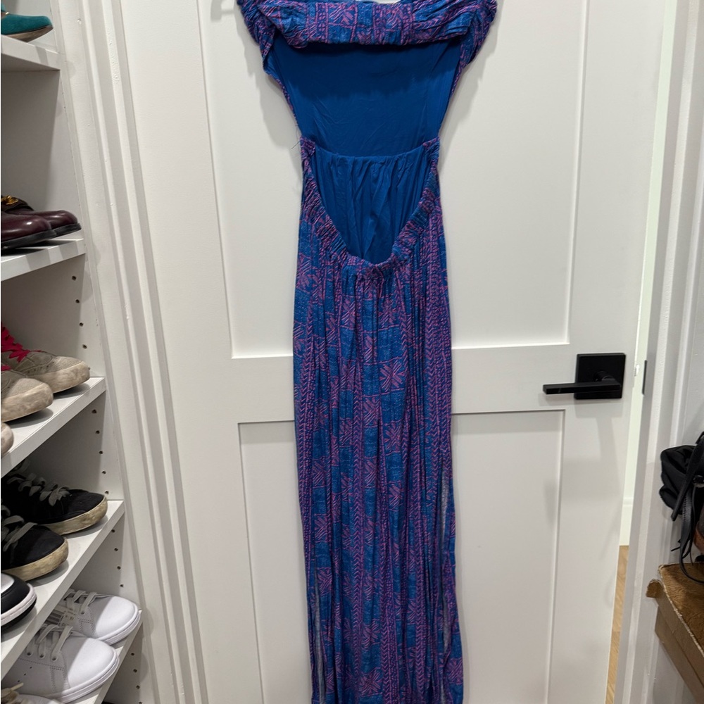 Free People Peyton Blue and Pink Strapless Maxi Dress - Picture 4 of 4